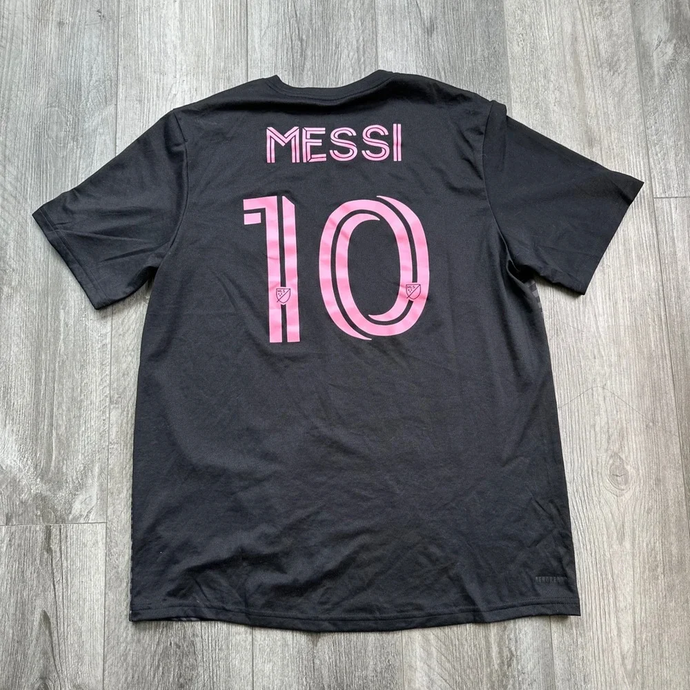 Adidas Inter Miami CF Messi 10 Jersey Men's M Black Pink Wavy Pattern